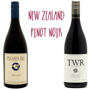 Bottle of Pegasus Bay Pinot Noir and bottle of Te Whare Ra Pinot Noir